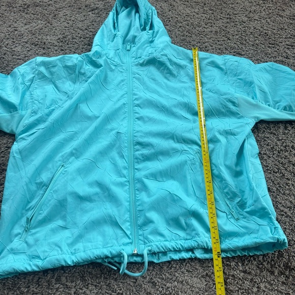 ADIDAS W.N.D HOODED RAIN JACKET BLUE SPIRIT WINDBREAKER OVERSIZED S $100 - Picture 8 of 9